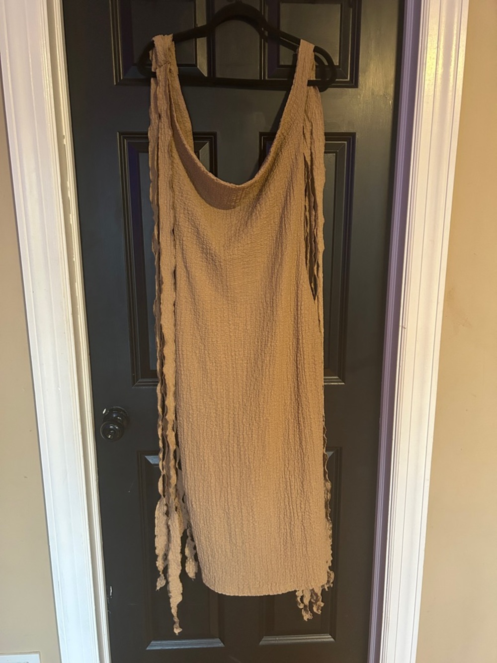 AKIRA Tan Backless Textured Midi Dress